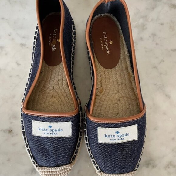 KATE SPADE Lara Denim Jute Leather Tab Espadrille Flat 7 - Picture 5 of 16